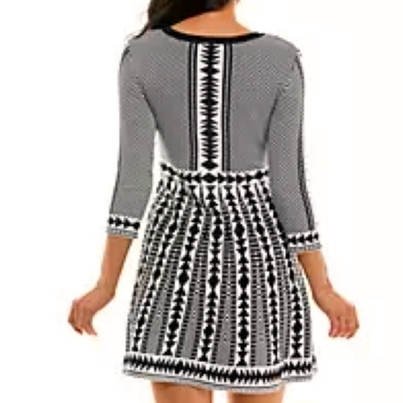 NEW Nina Leonard knit Aztec A-line geometric dress size medium - Picture 3 of 7